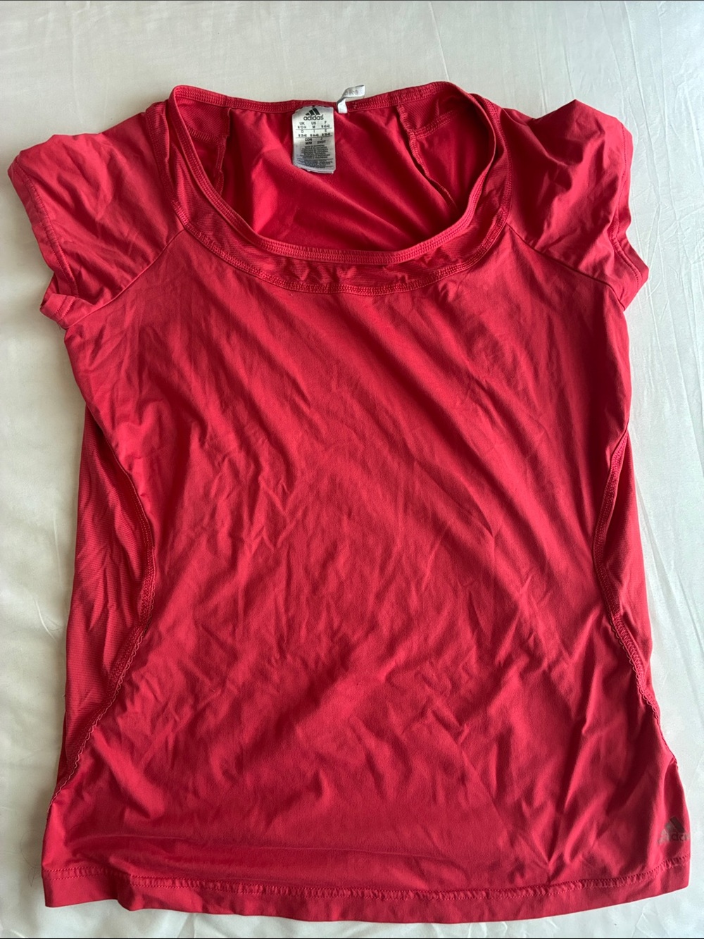 adidas Women's Red Short Sleeve Scoop Neck Performance Tee